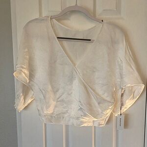 Aritzia Cream Wrap Blouse
